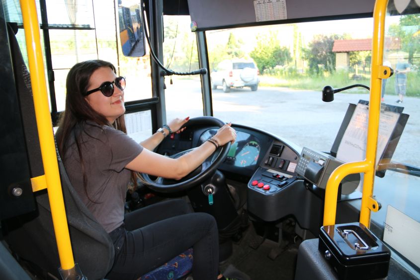 Zdjęcia za kierownicą autobusu